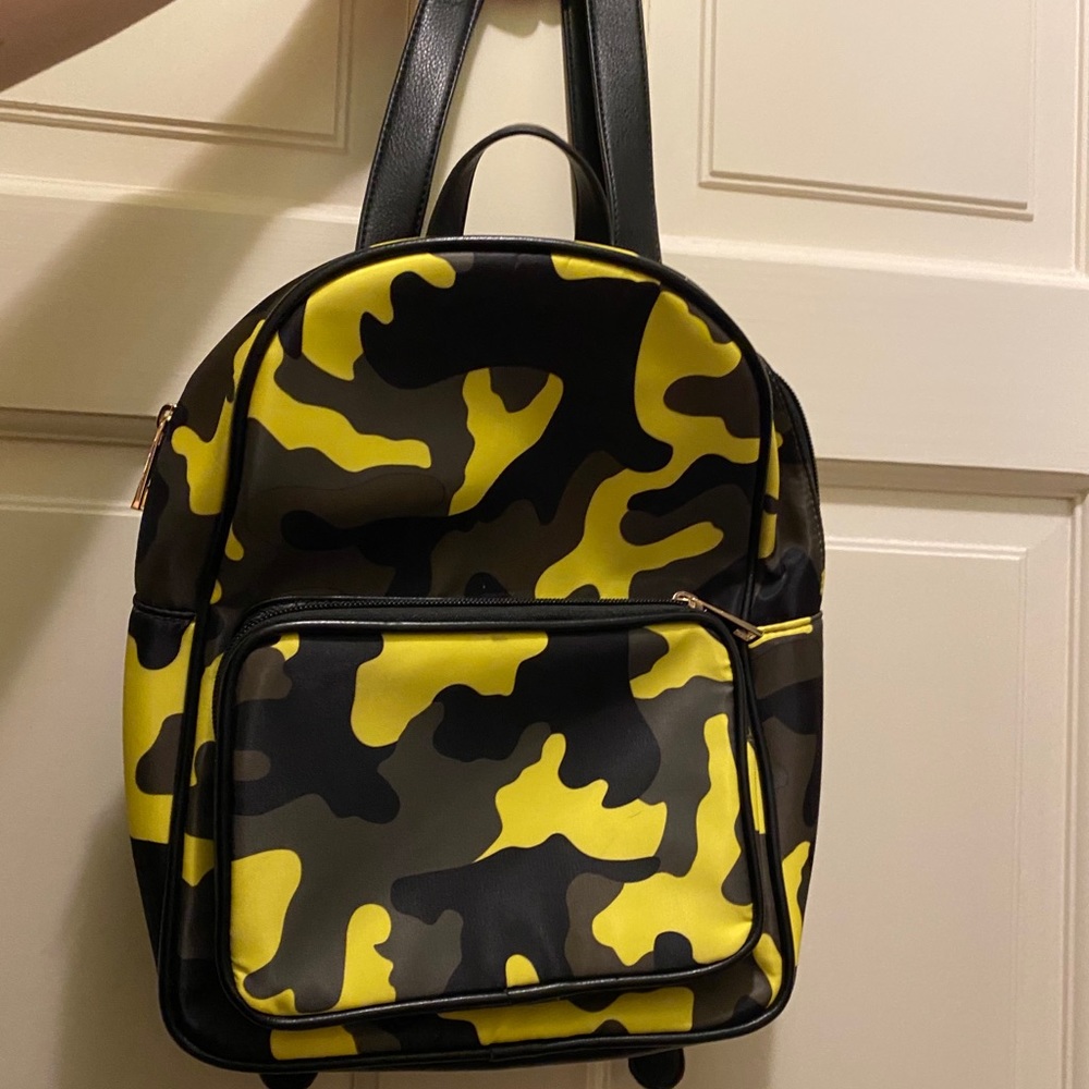 Neon/black camo mini backpack